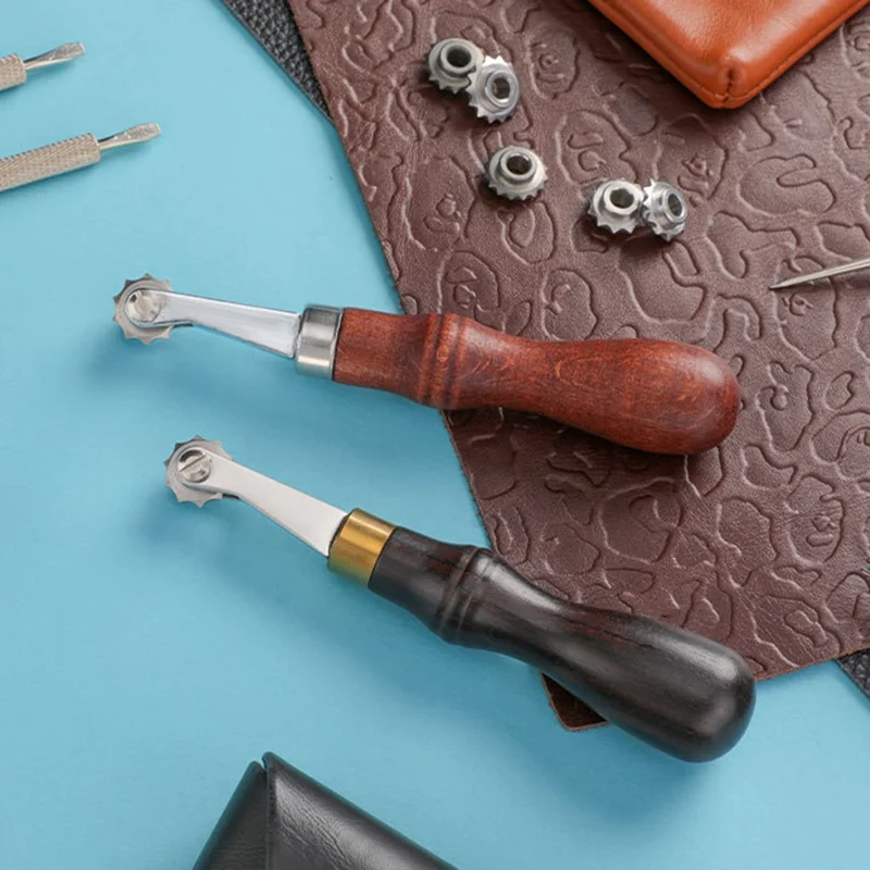DIY Leather Craft Tool Spacing Wheel Tracing Marking Stitching Groover for Leatherwork