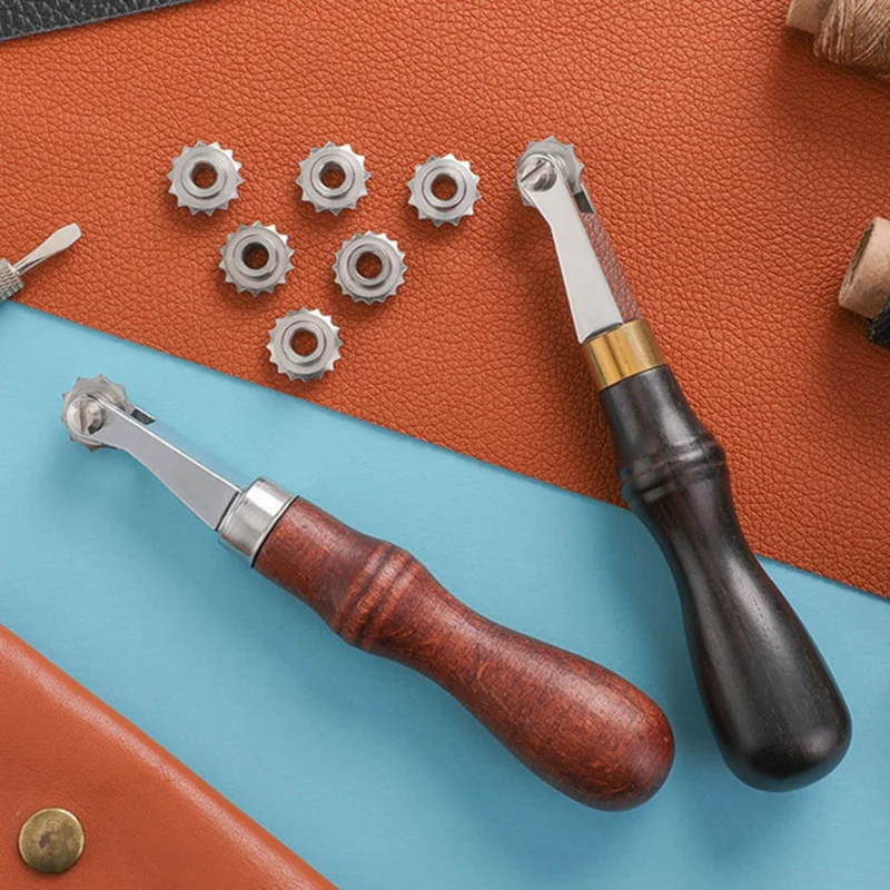 DIY Leather Craft Tool Spacing Wheel Tracing Marking Stitching Groover for Leatherwork