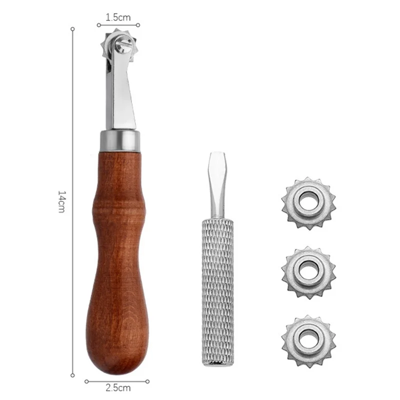 DIY Leather Craft Tool Spacing Wheel Tracing Marking Stitching Groover for Leatherwork