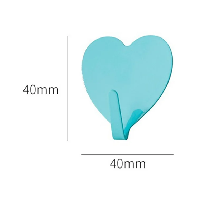 E711 12 st järn väggmonterade krokar hjärtformade påklistrade hängare dekorativa krokar för hem, kök (med påklistrad etikett) - Ljusrosa