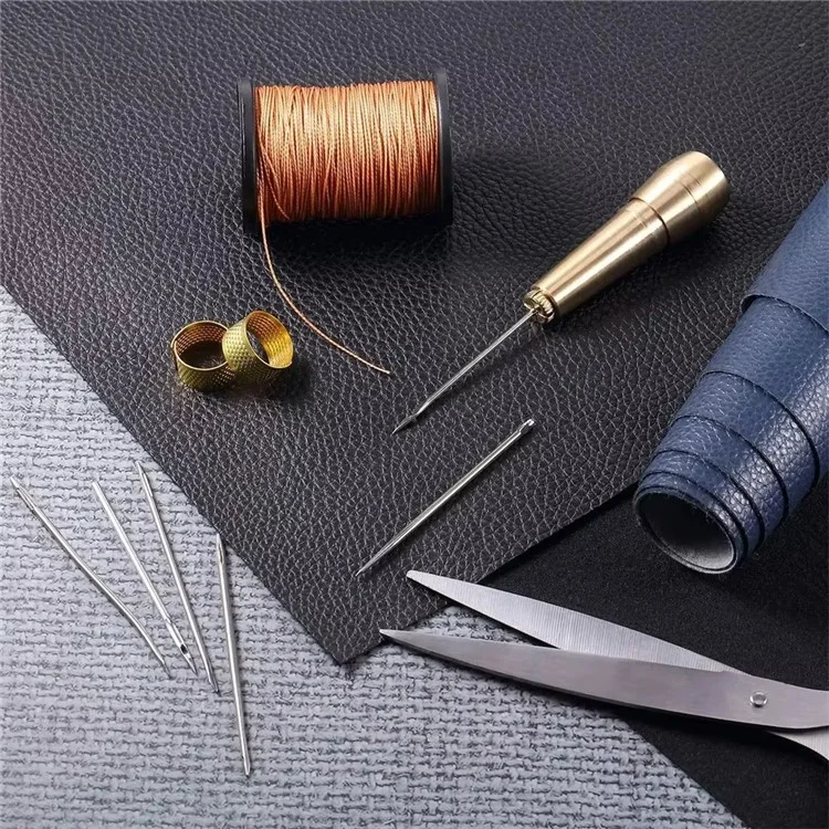 Conjunto de Agulha de Costura de Couro com Cabo de Cobre Ferramenta de Reparo de Costura Manual para Sapatos, Lona, Barraca, Artesanato de Couro