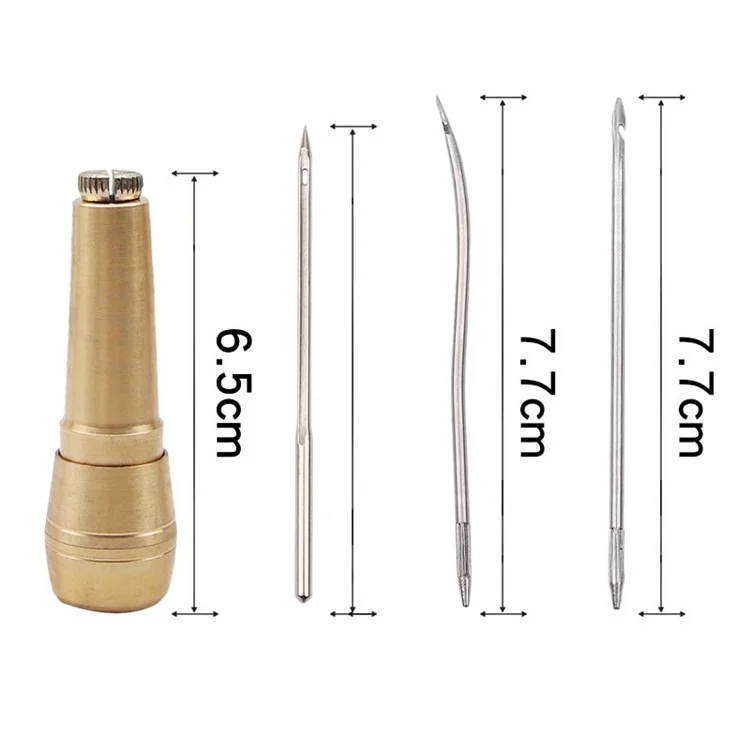 Conjunto de Agulha de Costura de Couro com Cabo de Cobre Ferramenta de Reparo de Costura Manual para Sapatos, Lona, Barraca, Artesanato de Couro