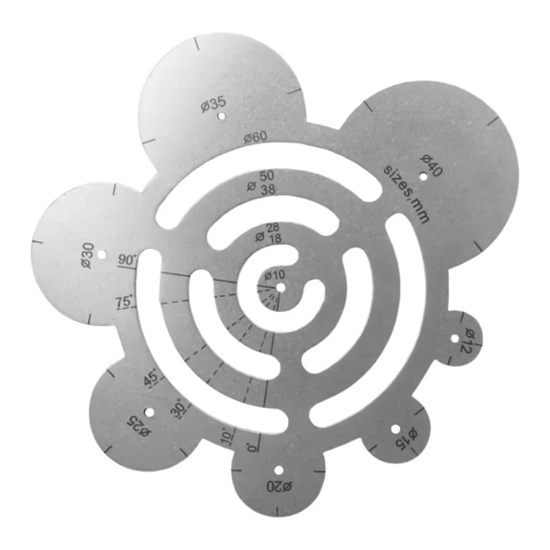 Leather Cutting Angle Ruler Stainless Steel Circular Ruler R Gauge Arc Ruler for Leathercraft Measuring Tool