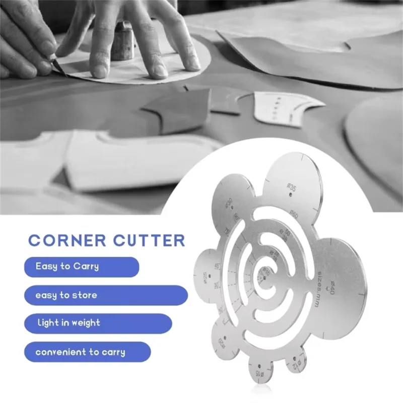 Leather Cutting Angle Ruler Stainless Steel Circular Ruler R Gauge Arc Ruler for Leathercraft Measuring Tool