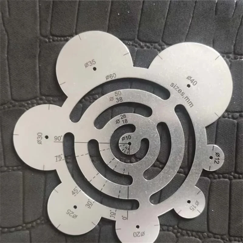 Leather Cutting Angle Ruler Stainless Steel Circular Ruler R Gauge Arc Ruler for Leathercraft Measuring Tool
