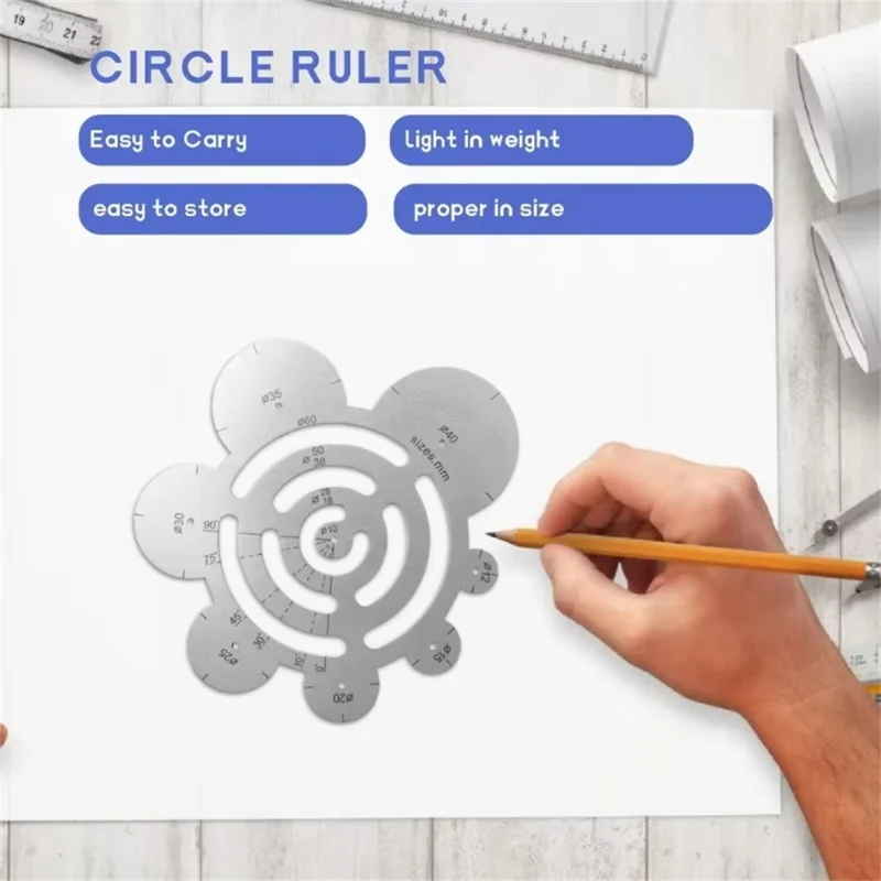 Leather Cutting Angle Ruler Stainless Steel Circular Ruler R Gauge Arc Ruler for Leathercraft Measuring Tool