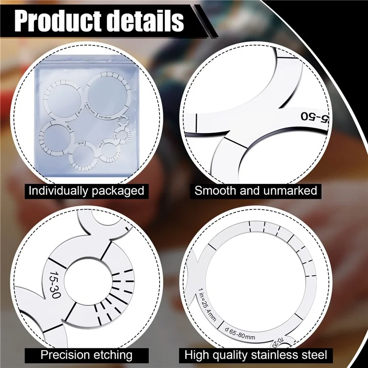 Stainless Steel Corner Radius Template Arc Ruler DIY Leather Craft Tool Pattern Making Drawing Guide