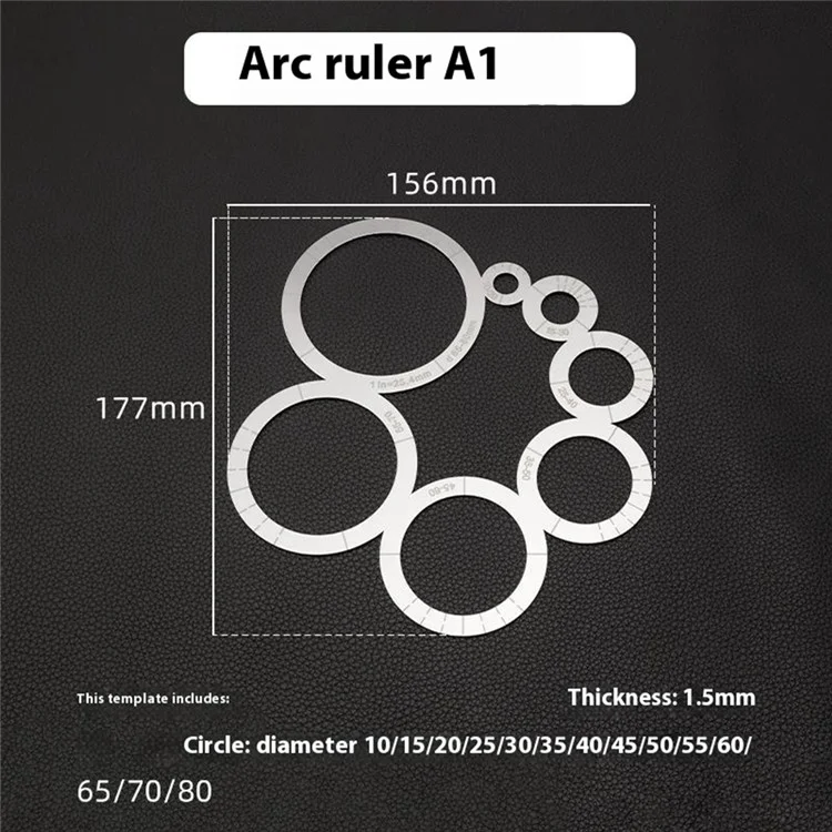 Stainless Steel Corner Radius Template Arc Ruler DIY Leather Craft Tool Pattern Making Drawing Guide