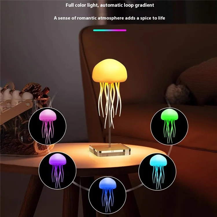 Smarte Farbwechsel Sound-aktivierte Quallen Lampe mit schwimmenden Tentakeln Kreative Stimmungs-Sensor Nachtlicht mit Acryl-Sockel