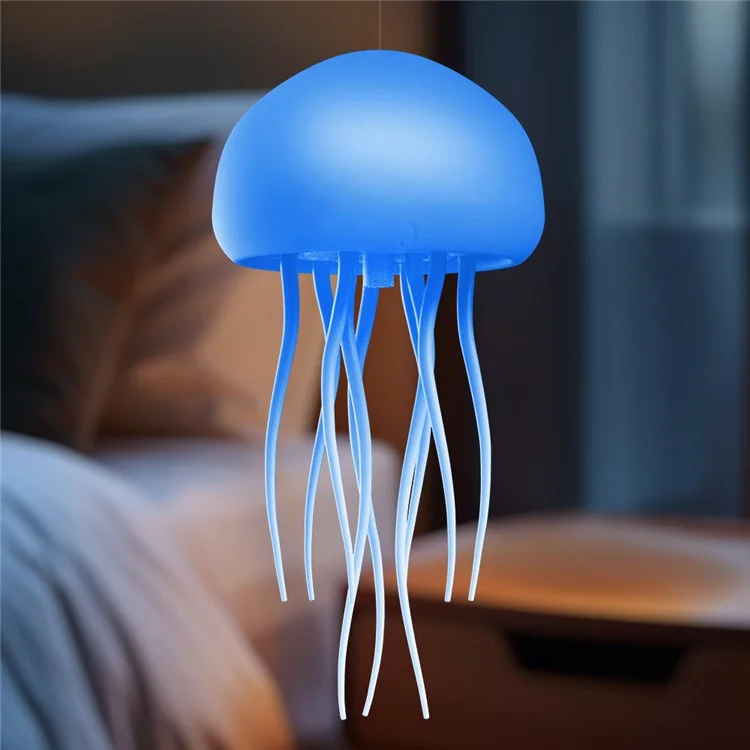 Smarte Farbwechsel Sound-aktivierte Quallen Lampe mit schwimmenden Tentakeln Kreative Stimmungs-Sensor Nachtlicht mit Acryl-Sockel