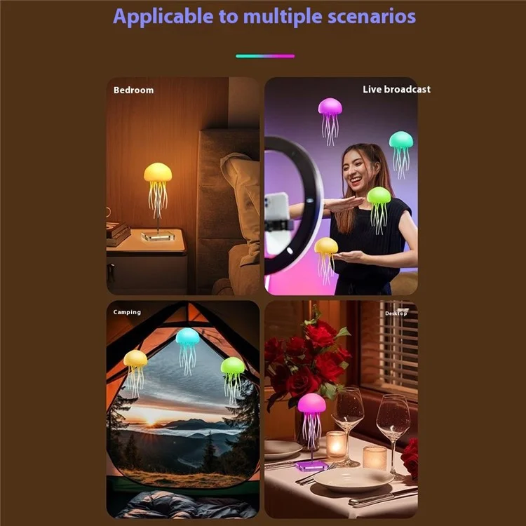 Smarte Farbwechsel Sound-aktivierte Quallen Lampe mit schwimmenden Tentakeln Kreative Stimmungs-Sensor Nachtlicht mit Acryl-Sockel