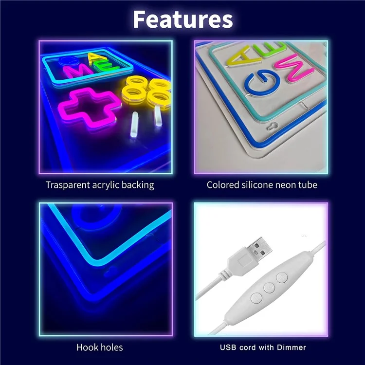 Neon Light LED Arcade Game Room Decor Atmosphere Light for Teen Boys Bedroom Decoration