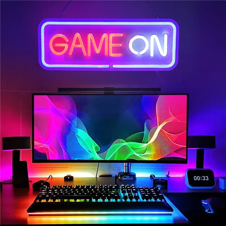 Lámpara de Neón para Juegos - Decoración de Pared para Habitación de Adolescentes Gamers con Luz LED Ambiente