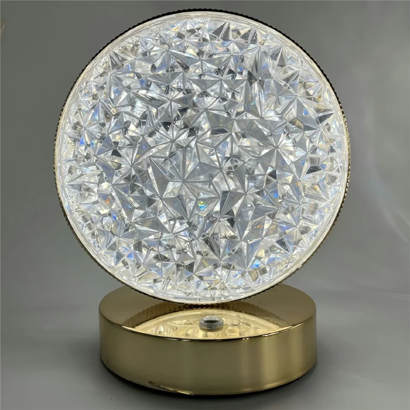 Bedroom Nightstand Table Lamp Touch Control 3 Color Modes Rechargeable Ambient Light - Round