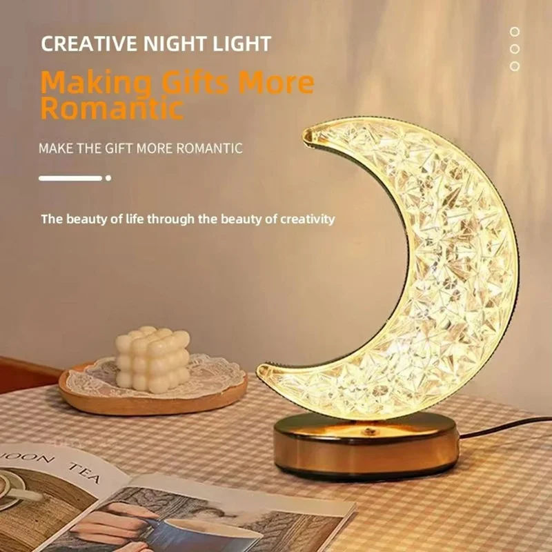 Bedroom Nightstand Table Lamp Touch Control 3 Color Modes Rechargeable Ambient Light - Round