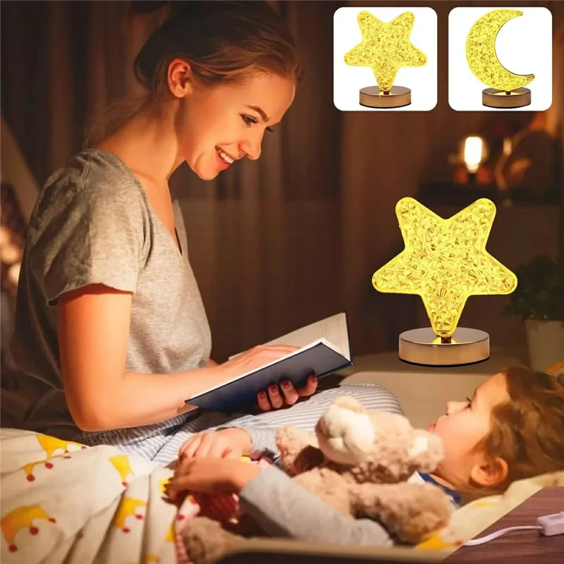 Bedroom Nightstand Table Lamp Touch Control 3 Color Modes Rechargeable Ambient Light - Round