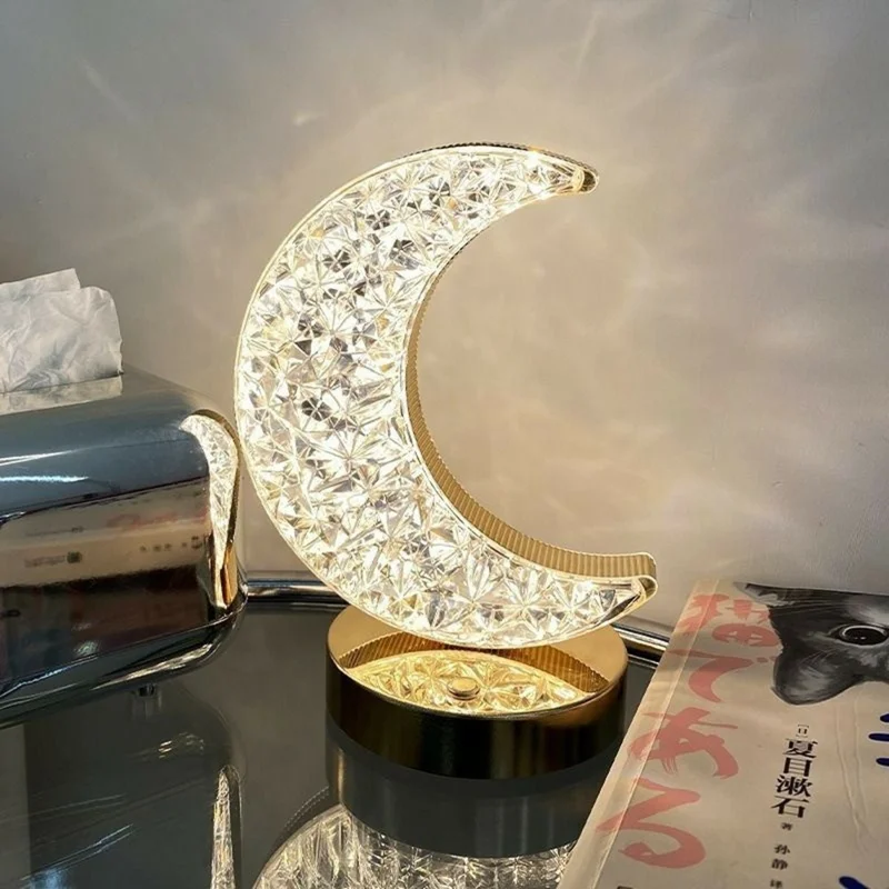 Bedroom Nightstand Table Lamp Touch Control 3 Color Modes Rechargeable Ambient Light - Round
