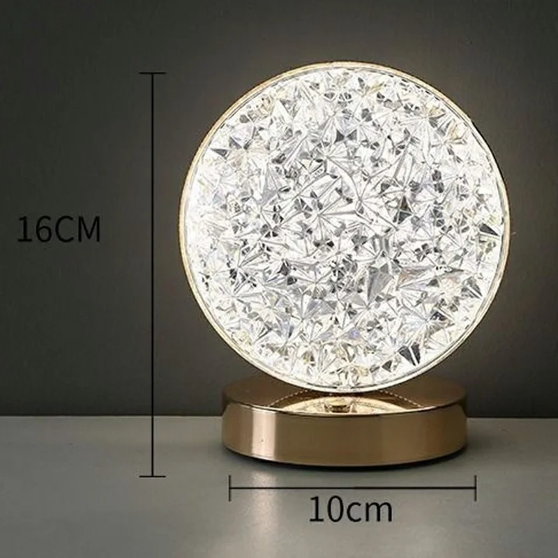Bedroom Nightstand Table Lamp Touch Control 3 Color Modes Rechargeable Ambient Light - Round