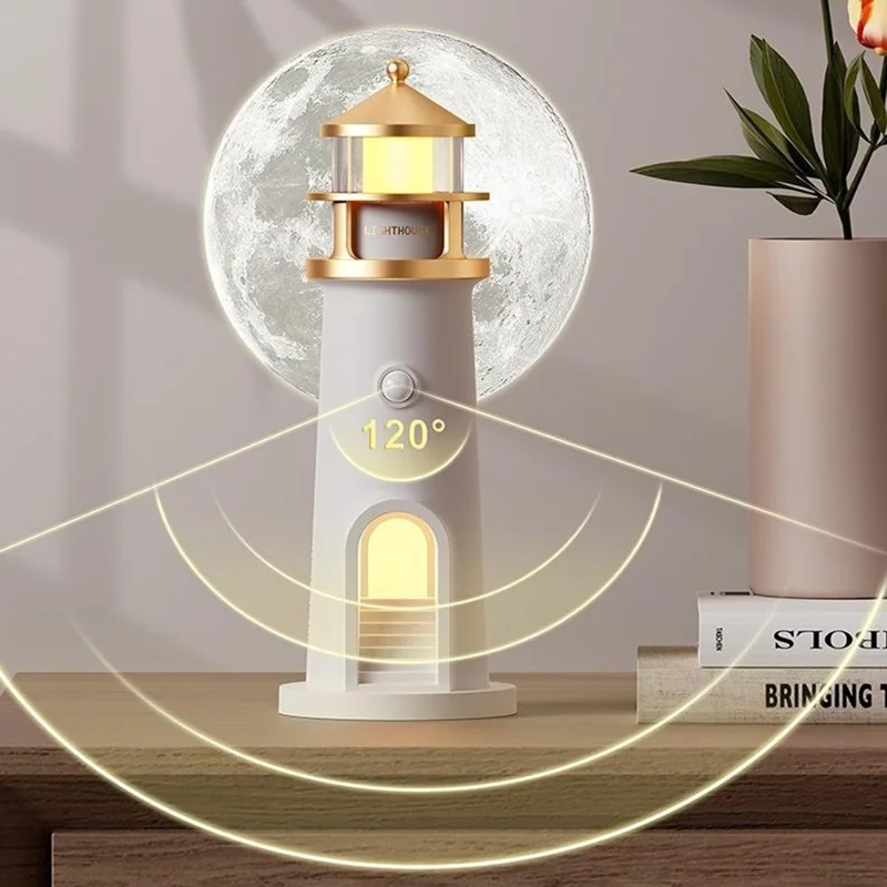 Moonlight Lighthouse Projector Lamp For Bedroom Desktop Bedside Ambient Night Light - BT Speaker Type