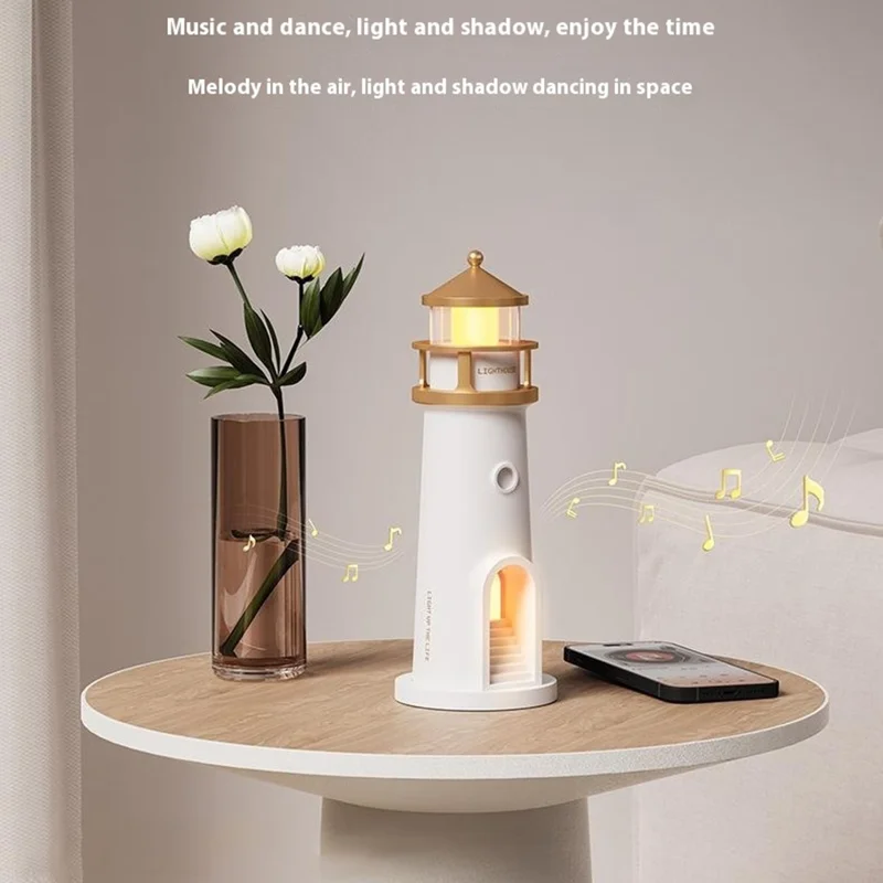 Moonlight Lighthouse Projector Lamp For Bedroom Desktop Bedside Ambient Night Light - BT Speaker Type