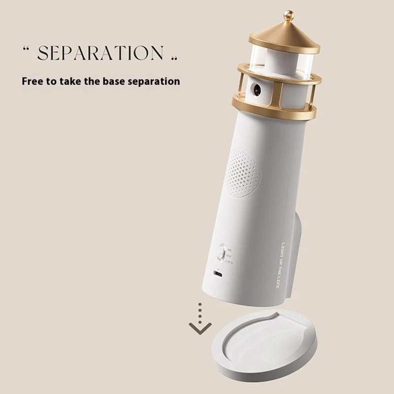 Moonlight Lighthouse Projector Lamp For Bedroom Desktop Bedside Ambient Night Light - BT Speaker Type