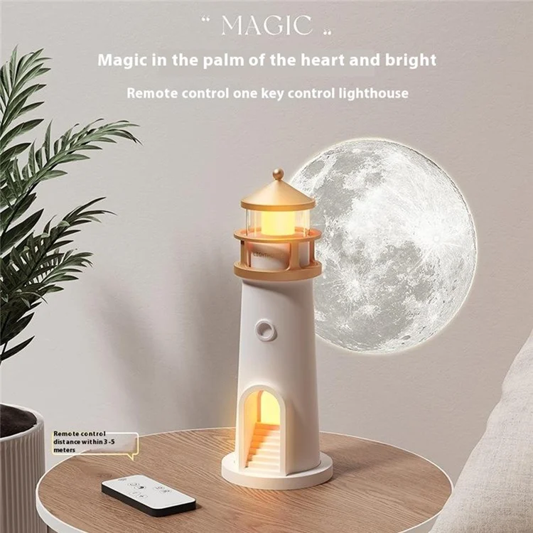 Moonlight Lighthouse Projector Lamp For Bedroom Desktop Bedside  Ambient Night Light - Motion Sensor Type