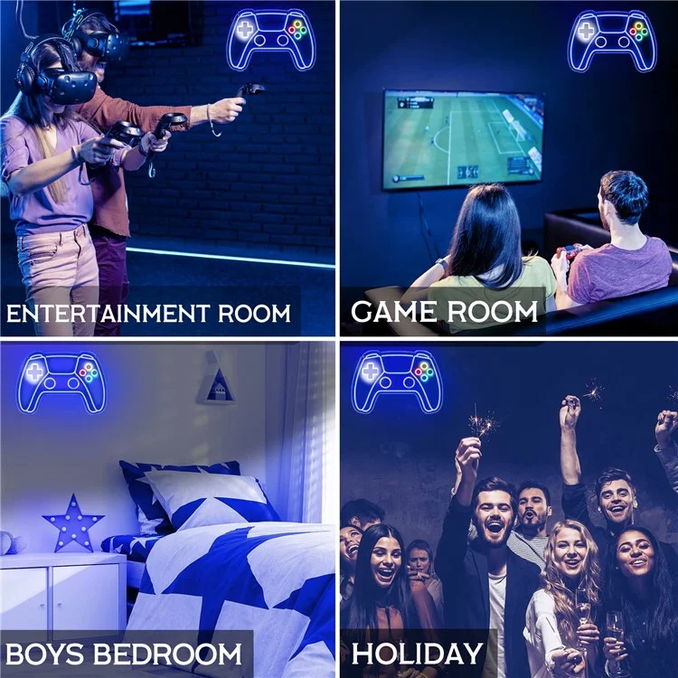Luz de Néon em Formato de Controle de 41x28cm para Decoração de Quarto de Jogos / Quarto de Adolescente