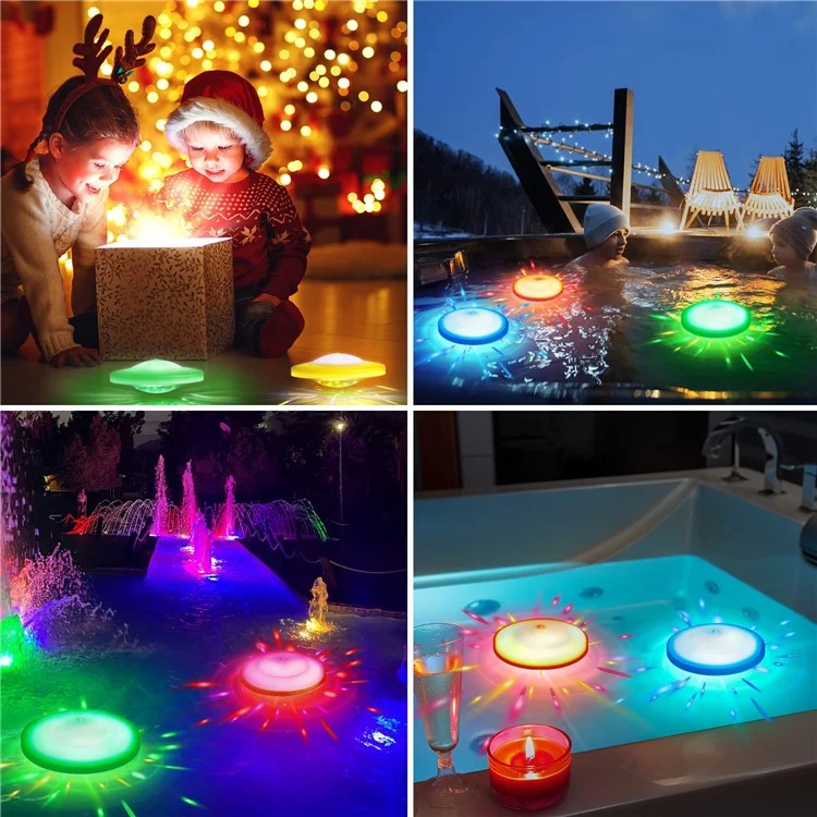 2 Pcs Pool Floating Light Aquarium Waterproof RGB Night Light Ambiance Lamp for Swimming Pool  /  Fish Tank