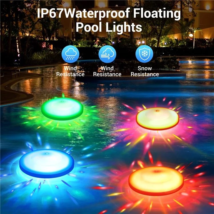 2 Pcs Pool Floating Light Aquarium Waterproof RGB Night Light Ambiance Lamp for Swimming Pool  /  Fish Tank