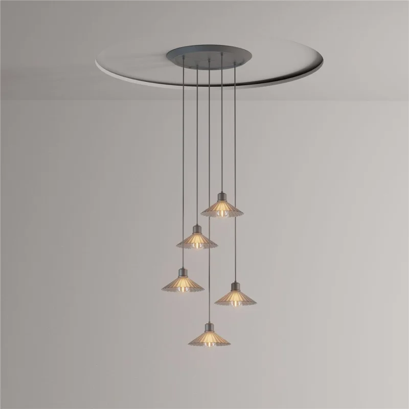 Modern Ceiling Light for Dining Room Round Plate Adjustable Length Restaurant Chandelier LED Pendant Lamp