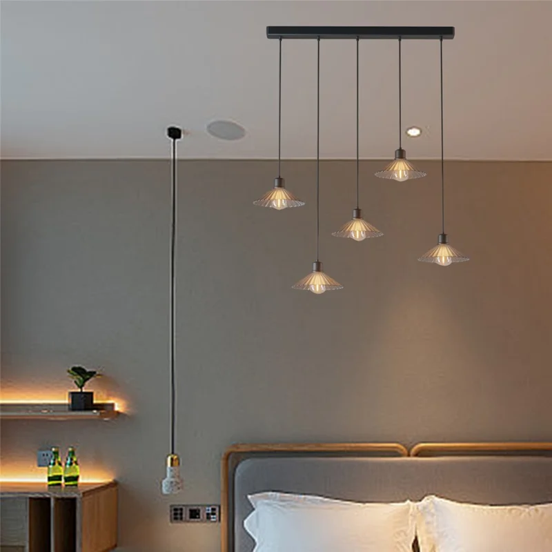 Horizontal Bar Adjustable Length Restaurant Chandelier LED Pendant Lamp Modern Ceiling Light for Dining Room