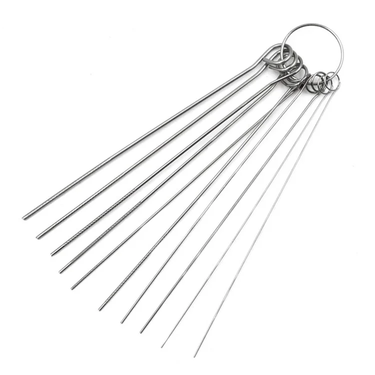 10 Sizes 0.4-1.2mm Cleaning Needle Set Welding Nozzles Oxygen Torch Tips Shower Heads Stainless Steel Dredge Needle