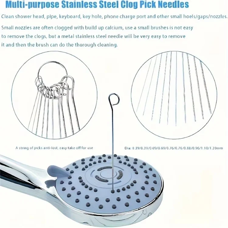 10 Sizes 0.4-1.2mm Cleaning Needle Set Welding Nozzles Oxygen Torch Tips Shower Heads Stainless Steel Dredge Needle