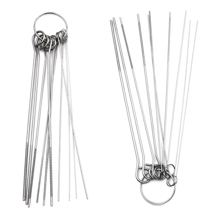10 Sizes 0.4-1.2mm Cleaning Needle Set Welding Nozzles Oxygen Torch Tips Shower Heads Stainless Steel Dredge Needle