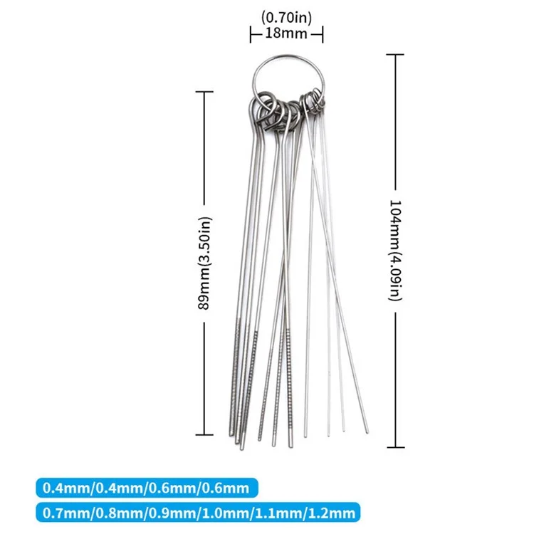10 Sizes 0.4-1.2mm Cleaning Needle Set Welding Nozzles Oxygen Torch Tips Shower Heads Stainless Steel Dredge Needle