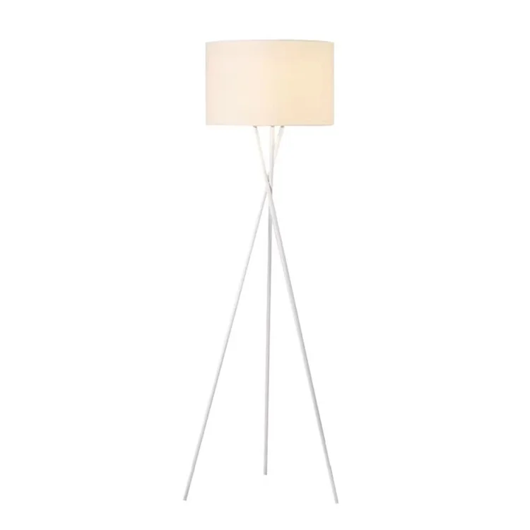 Lâmpada de piso tripé de 220V Luz de pé moderna com abajur de tecido para sala de estar / quarto Lâmpada de leitura (plugue da UE) - Branco