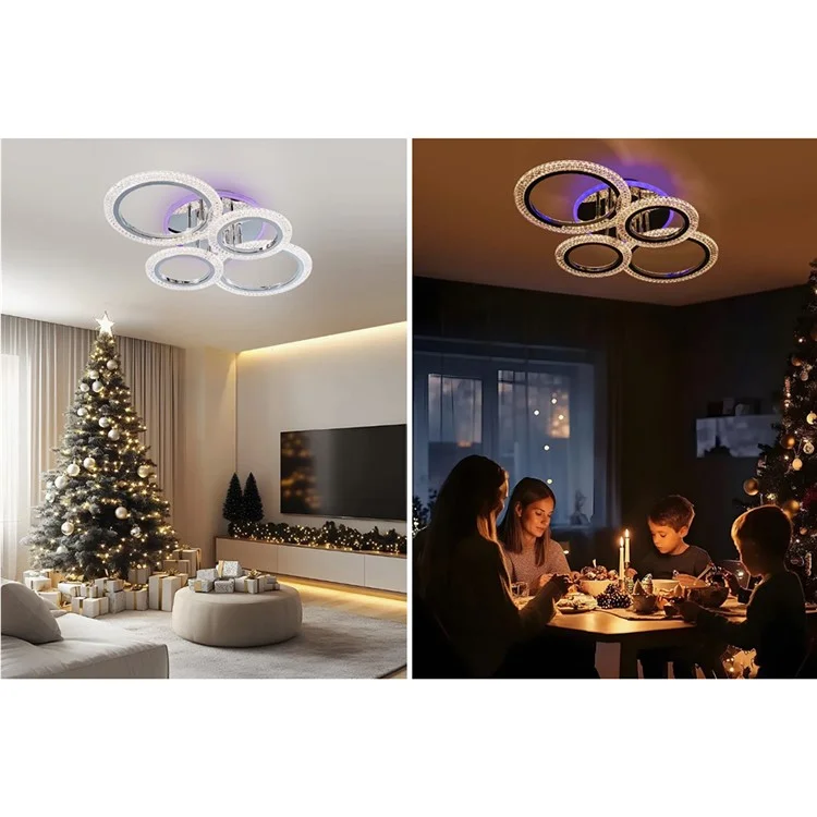 Modern LED Ceiling Light for Living Room Dining Room Chandelier Ring Lamp with Remote Control