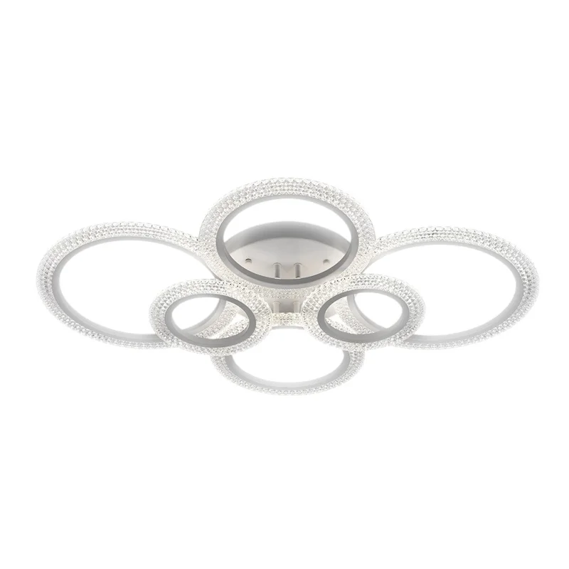 6 Rings Modern LED Ceiling Light for Living Room Dimmable Remote Control Chandelier Lamp