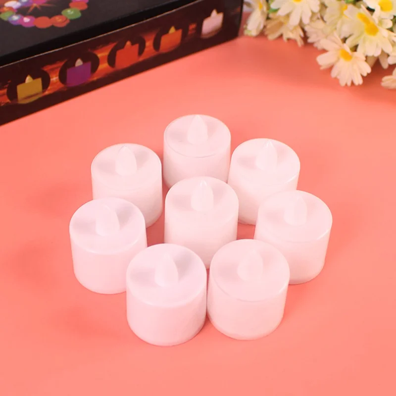 24Pcs / Set Electronic LED Candle Lights Wedding Birthday Party Decoration Flameless Candles - White Shell / Yellow Light / Slight Flash