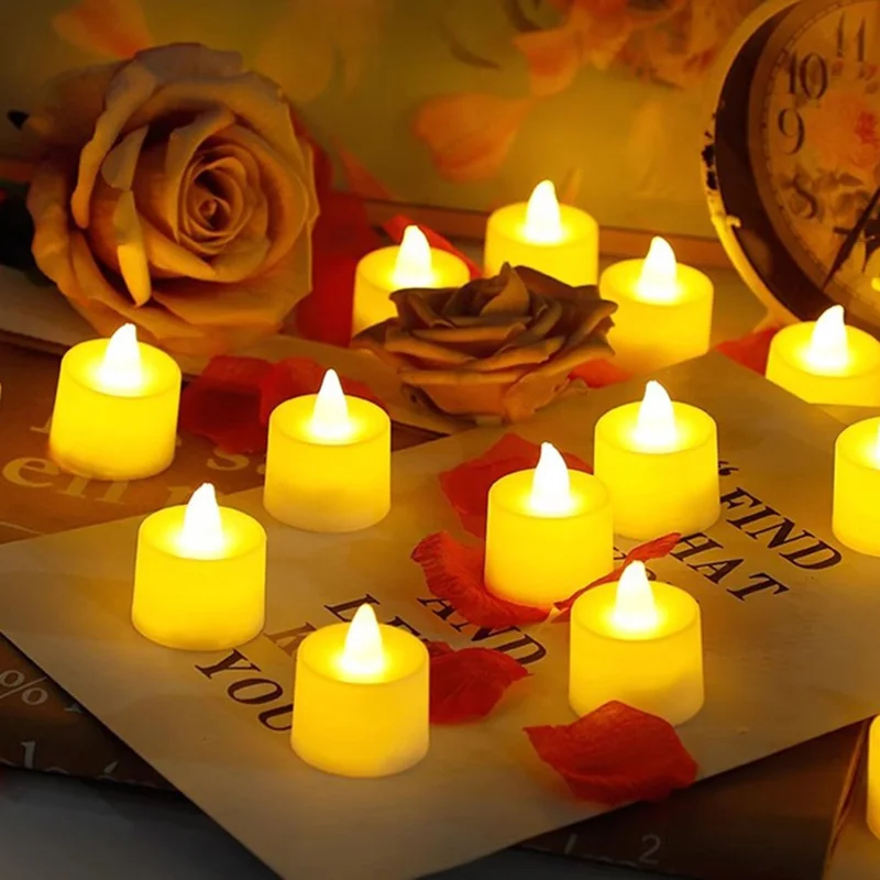 24Pcs / Set Electronic LED Candle Lights Wedding Birthday Party Decoration Flameless Candles - White Shell / Yellow Light / Slight Flash
