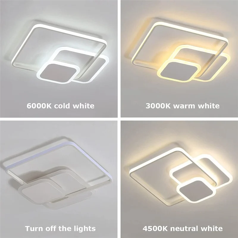 Plafoniera LED Quadrata Moderna Dimmerabile Tre Colori con Telecomando per Soggiorno e Camera da Letto
