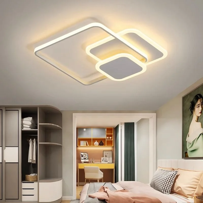 Plafoniera LED Quadrata Moderna Dimmerabile Tre Colori con Telecomando per Soggiorno e Camera da Letto