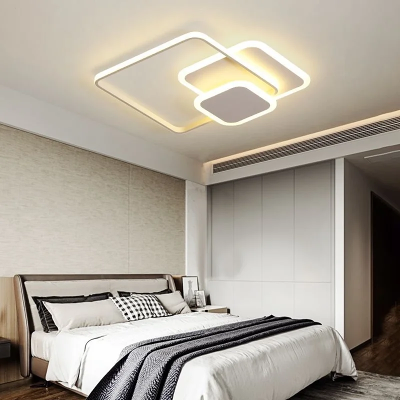 Plafoniera LED Quadrata Moderna Dimmerabile Tre Colori con Telecomando per Soggiorno e Camera da Letto