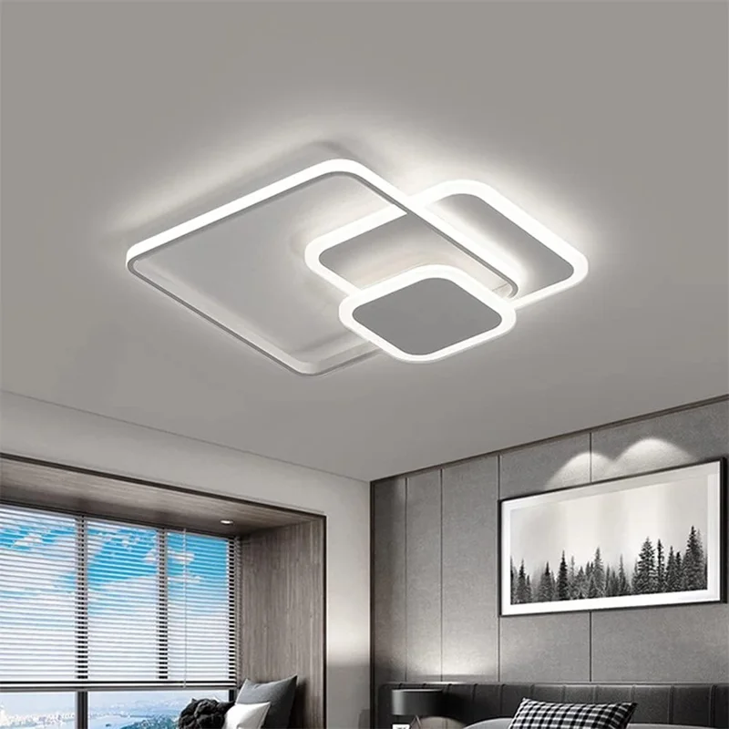 Plafoniera LED Quadrata Moderna Dimmerabile Tre Colori con Telecomando per Soggiorno e Camera da Letto