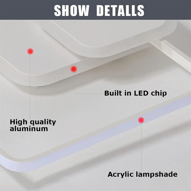 Plafoniera LED Quadrata Moderna Dimmerabile Tre Colori con Telecomando per Soggiorno e Camera da Letto