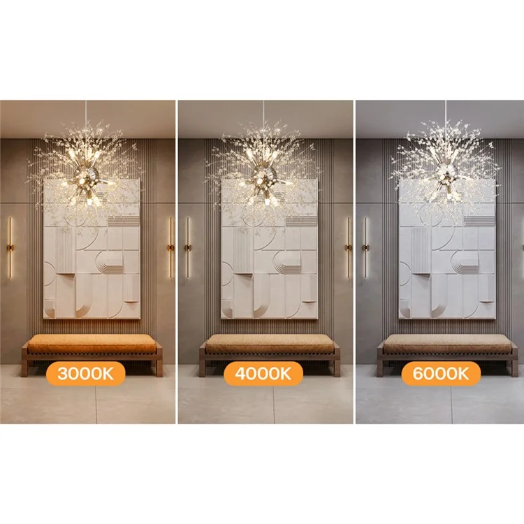 Luminária Pendente Candelabro de Dente-de-Leão Nórdico com Controle Remoto para Sala de Estar, Quarto e Sala de Jantar - Dourado