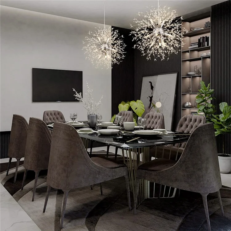 Luminária Pendente Candelabro de Dente-de-Leão Nórdico com Controle Remoto para Sala de Estar, Quarto e Sala de Jantar - Dourado