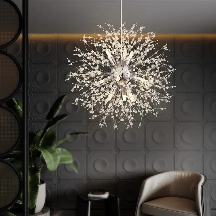 Luminária Pendente Candelabro de Dente-de-Leão Nórdico com Controle Remoto para Sala de Estar, Quarto e Sala de Jantar - Dourado