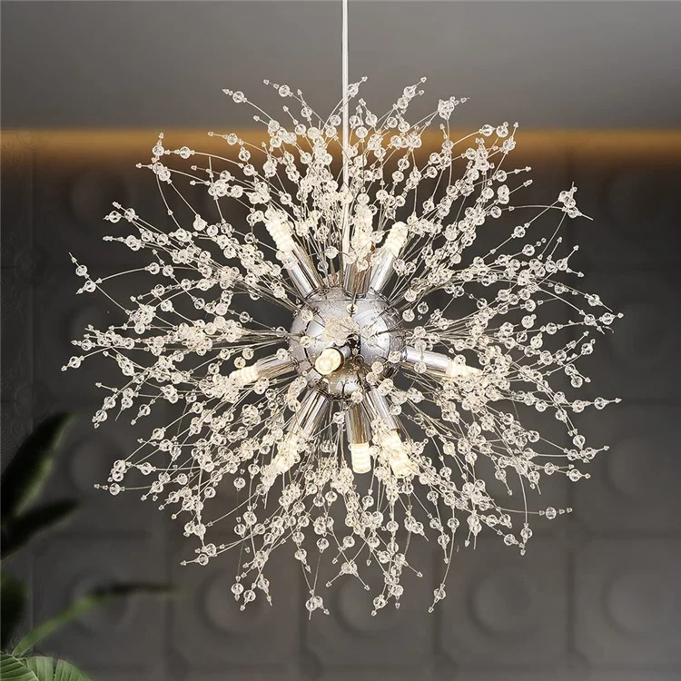 Luminária Pendente Candelabro de Dente-de-Leão Nórdico com Controle Remoto para Sala de Estar, Quarto e Sala de Jantar - Dourado