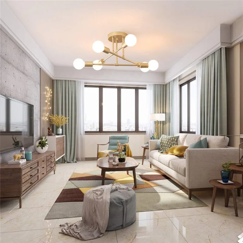 Modern Molecular Ceiling Light for Living Room Bedroom Dining Room LED Dimmable Lamp - Gold